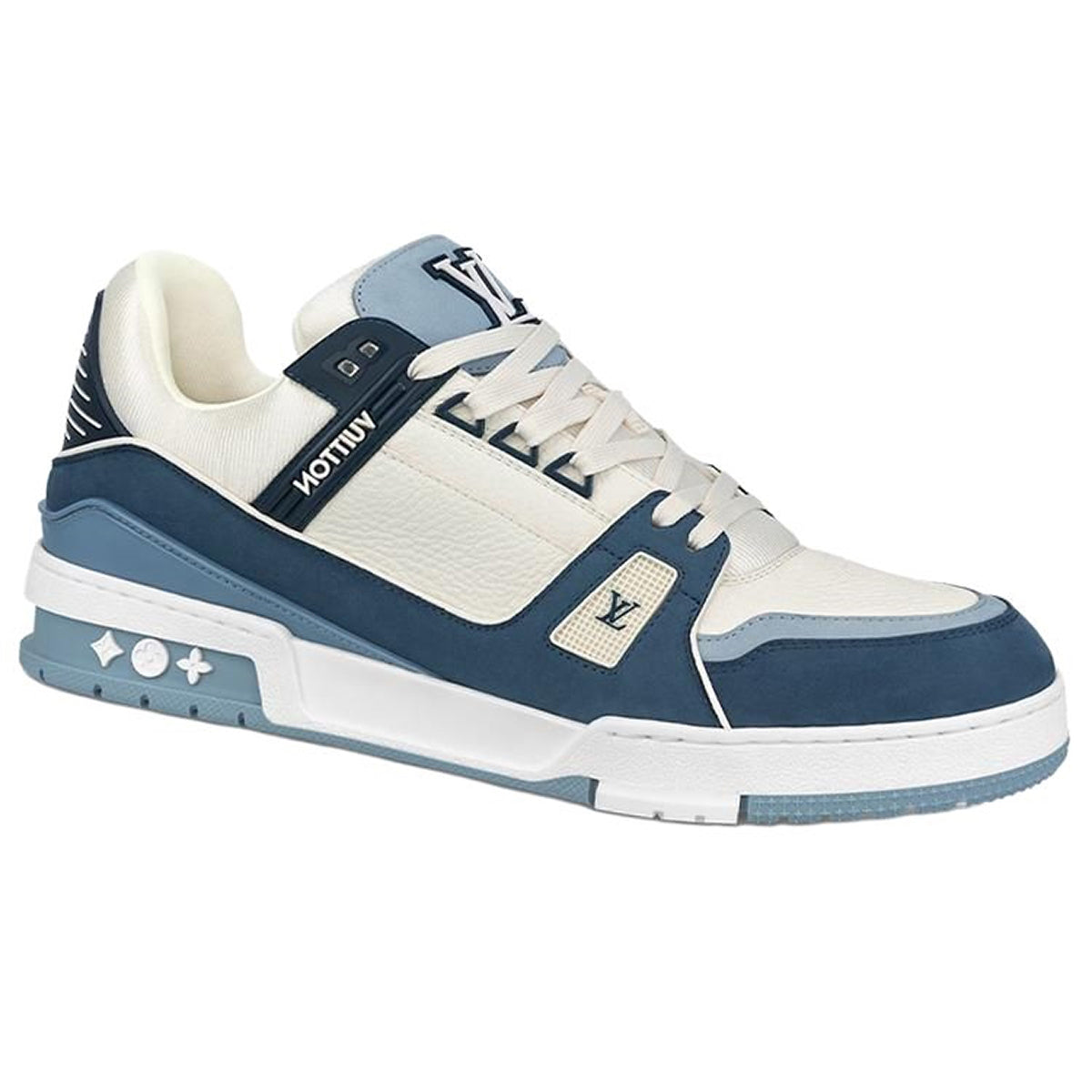 Louis Vuitton Trainer Lace-Up Low-Top Sneakers – Blue & White