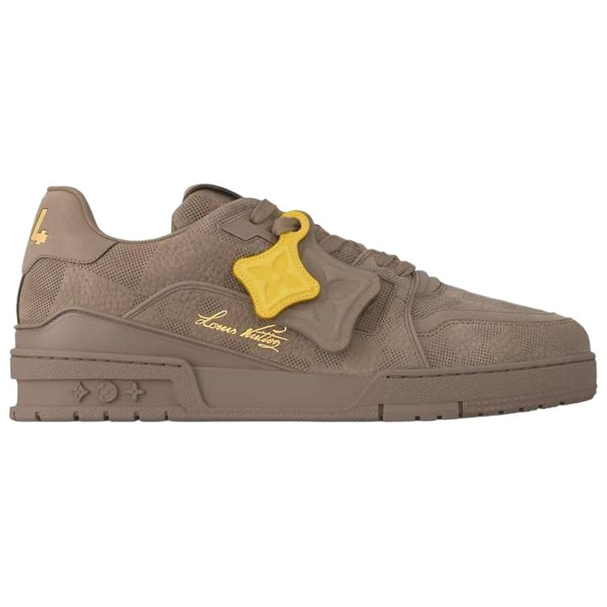 Louis Vuitton × Nigo LV² Trainer Monogram Embossed Canvas Low-Top Sneakers – Tonal Mocha & Yellow