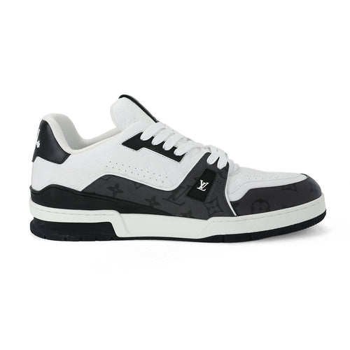 Louis Vuitton Trainer Calf Leather & Monogram Embossed Panel Low-Top Sneakers – White & Black
