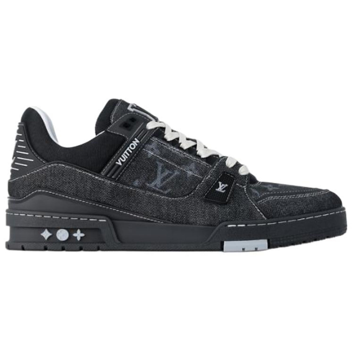 Louis Vuitton Trainer Monogram Denim Canvas Low-Top Sneakers – Triple Black