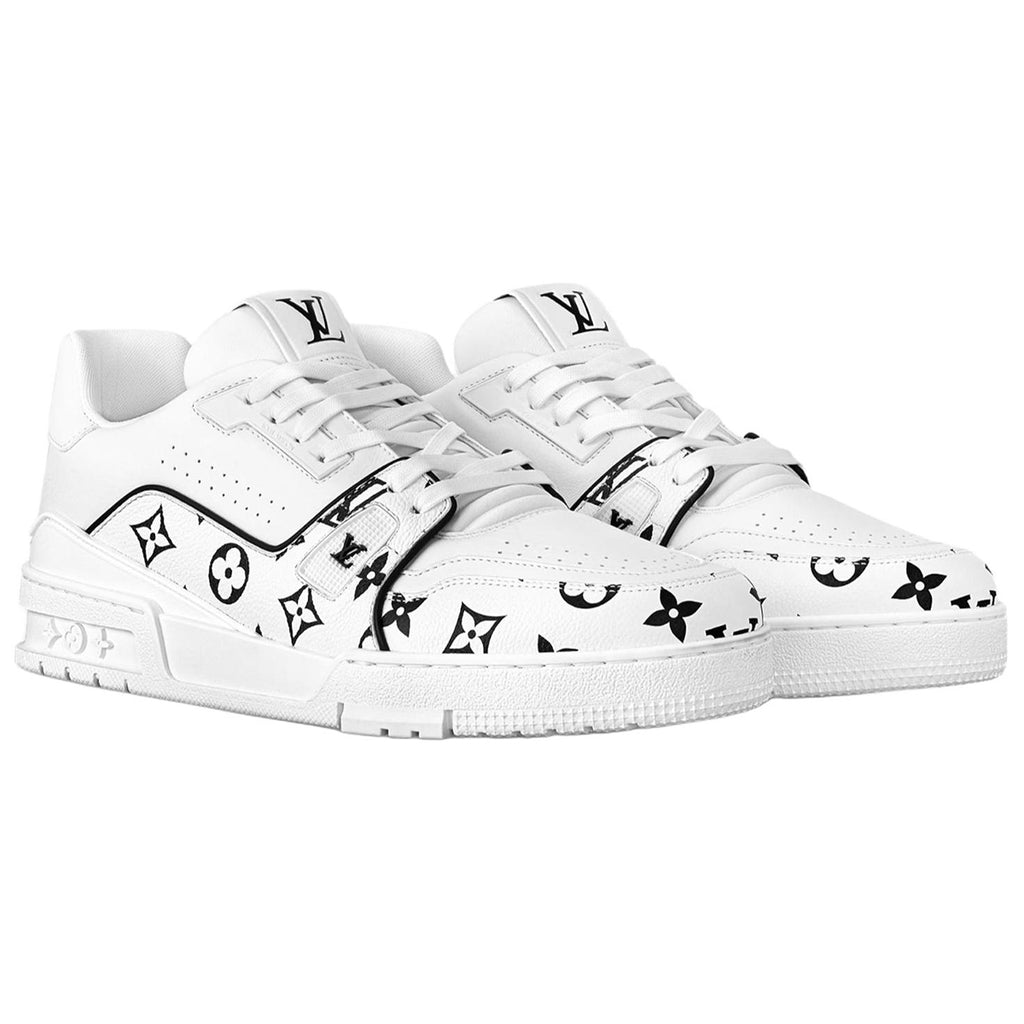 Louis Vuitton Trainer LV Monogram Print Calf Leather Low-Top Sneakers – White & Black