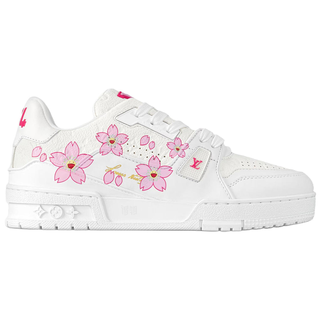 Louis Vuitton × Takashi Murakami Trainer Cherry Blossom Print Low-Top Sneakers – White & Pink