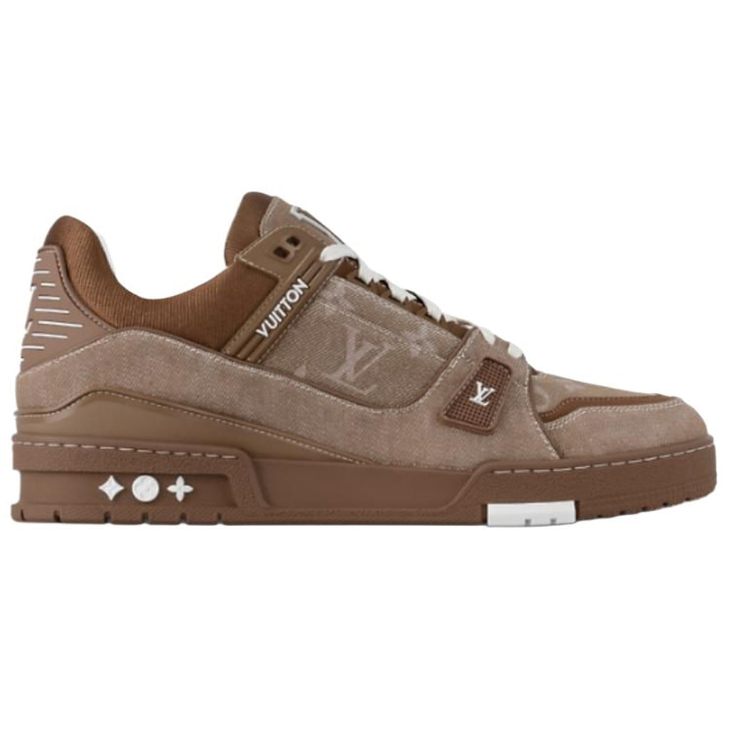 Louis Vuitton Trainer Monogram Embossed Suede & Calf Leather Low-Top Sneakers – Triple Brown