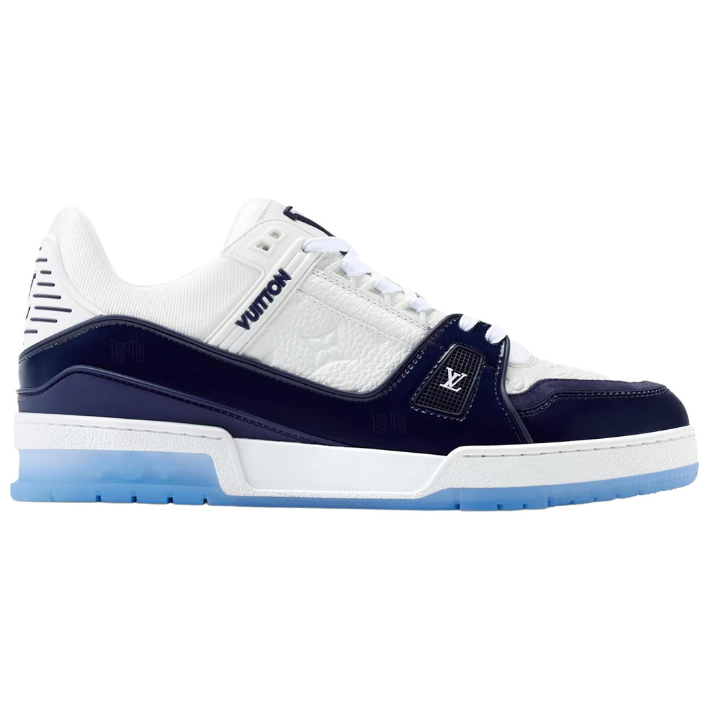 Louis Vuitton Trainer Transparent PVC Panel Ice Blue Translucent Outsole Low-Top Sneakers – Navy & White