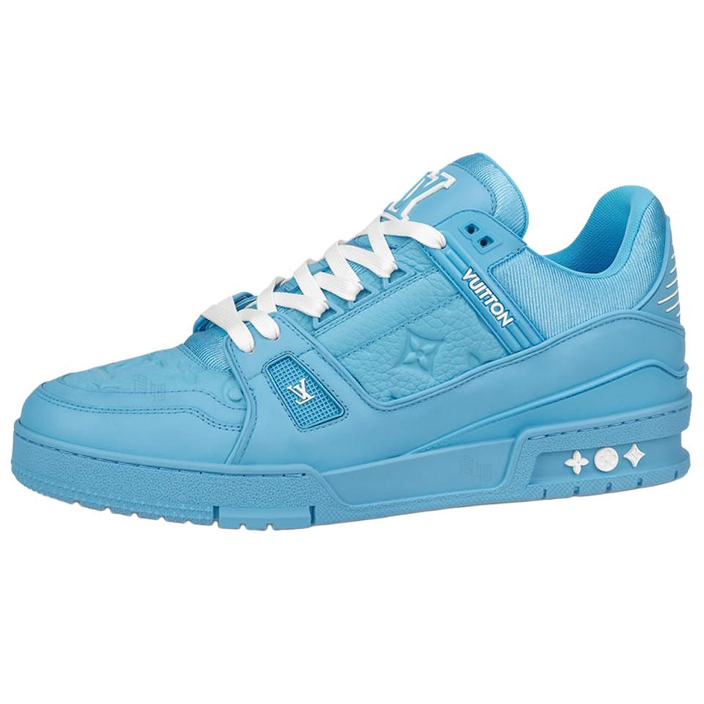 Louis Vuitton Trainer LV Monogram Tonal All-Over Leather Low-Top Sneakers – Sky Blue