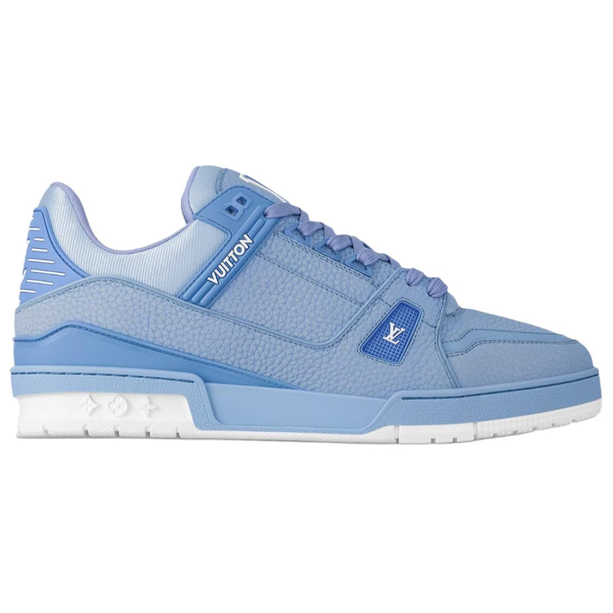 Louis Vuitton Trainer Grained Calf Leather Low-Top Sneakers – Sky Blue