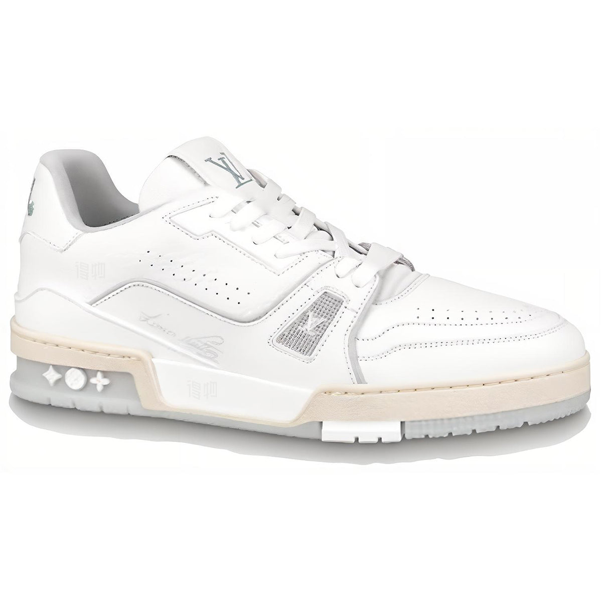 Louis Vuitton Trainer Calf Leather Low-Top Sneakers – White & Cement Grey