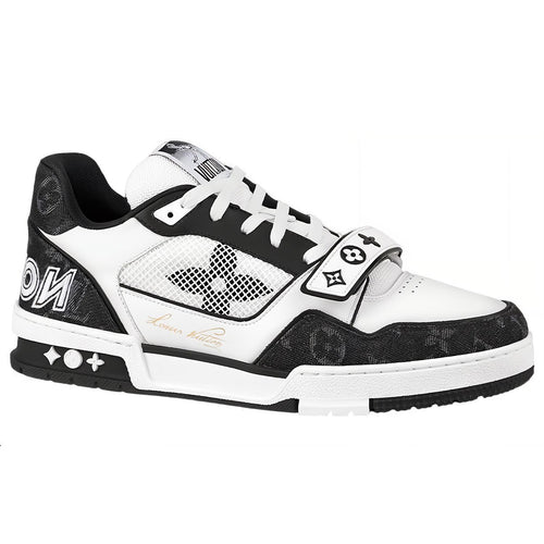 Louis Vuitton Trainer Calf Leather Lace-Up Low-Top Sneakers – Black & White