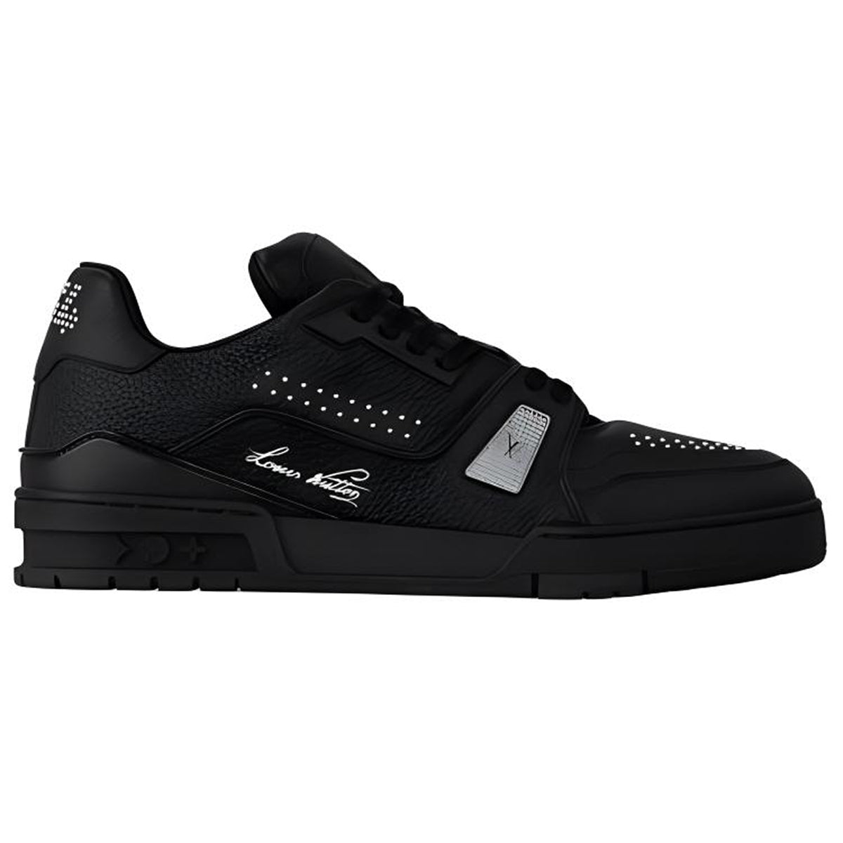 Louis Vuitton Trainer 2025 Pre-Spring Crystal Embellished Calf Leather Low-Top Sneakers – Black