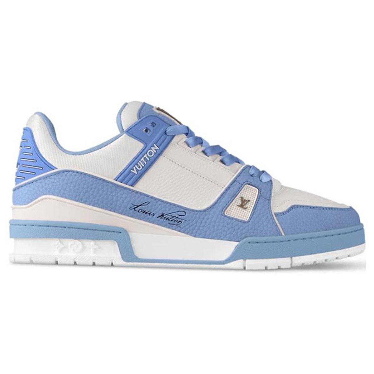 Louis Vuitton Trainer Calf Leather Low-Top Sneakers – White & Powder Blue