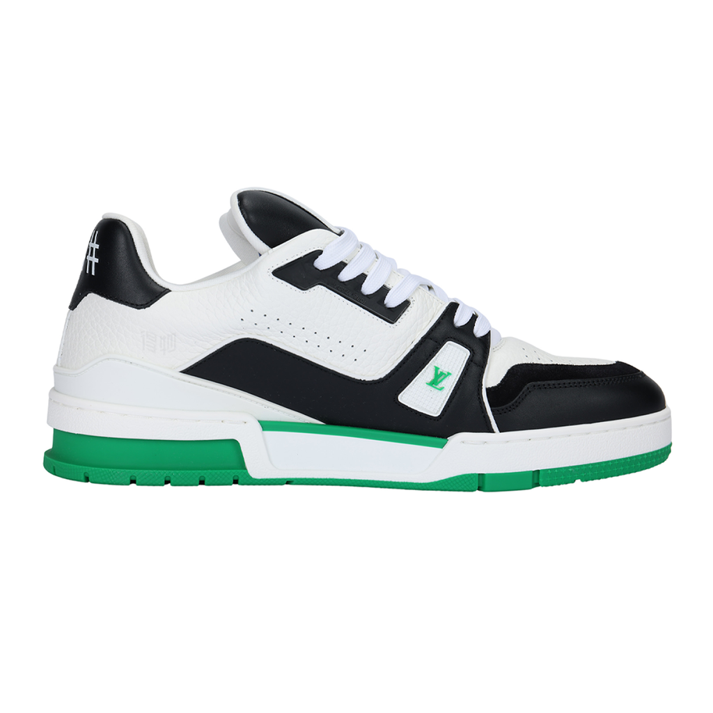 Louis Vuitton Trainer Leather Low-Top Sneakers – White, Black & Emerald Green