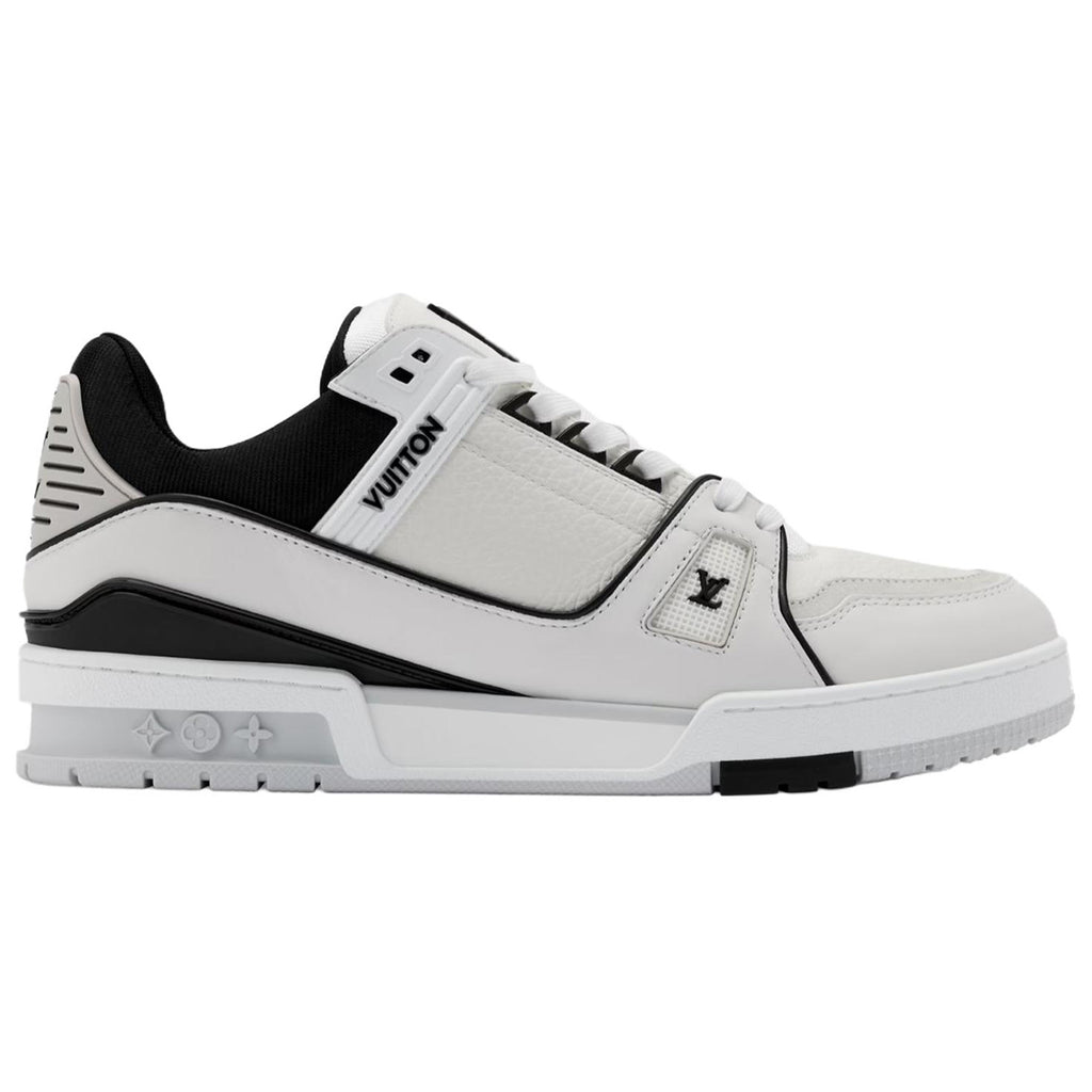 Louis Vuitton Trainer Grained Leather & Black Fabric Mixed-Material Low-Top Sneakers – White & Black