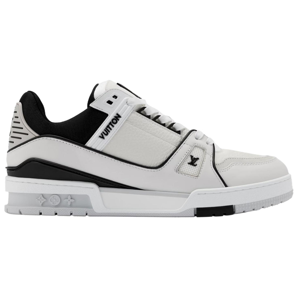 Louis Vuitton Trainer Grained Leather & Black Fabric Mixed-Material Low-Top Sneakers – White & Black