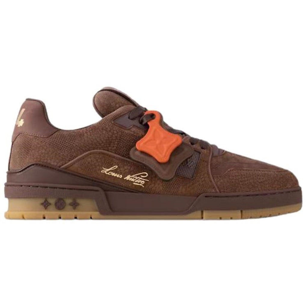 Louis Vuitton × Nigo LV² Trainer Damier Canvas & Suede Low-Top Sneakers – Brown & Orange