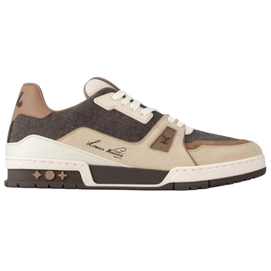 Louis Vuitton Trainer Platform LV Monogram Canvas & Multi-Tone Brown Leather Thick-Sole Low-Top Sneakers – Brown & Cream