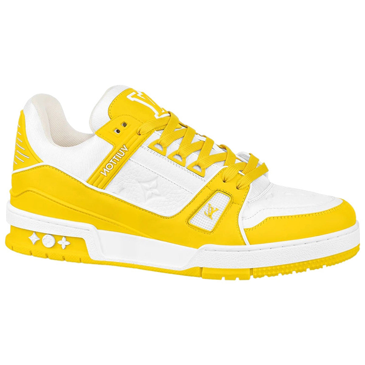 Louis Vuitton Trainer Calf Leather Low-Top Sneakers – White & Lemon Yellow