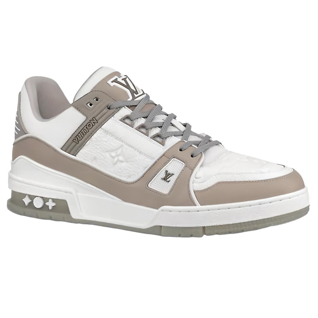 Louis Vuitton Trainer Classic Print Low-Top Sneakers – Grey & White