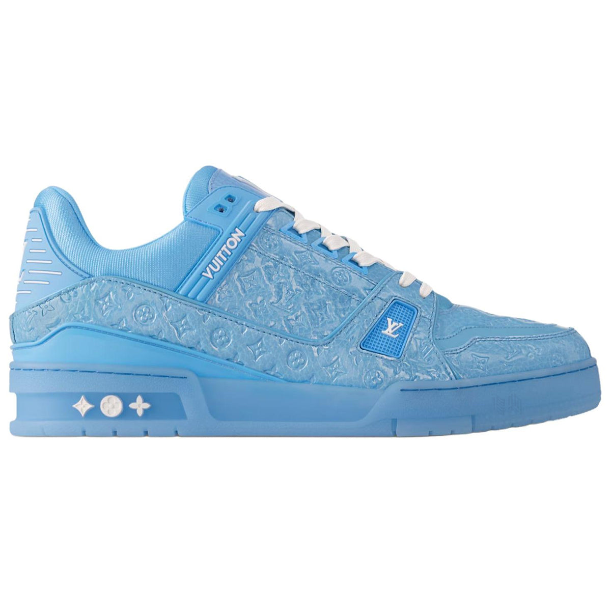 Louis Vuitton Trainer Monogram Embossed Patent Leather Low-Top Sneakers – Triple Sky Blue