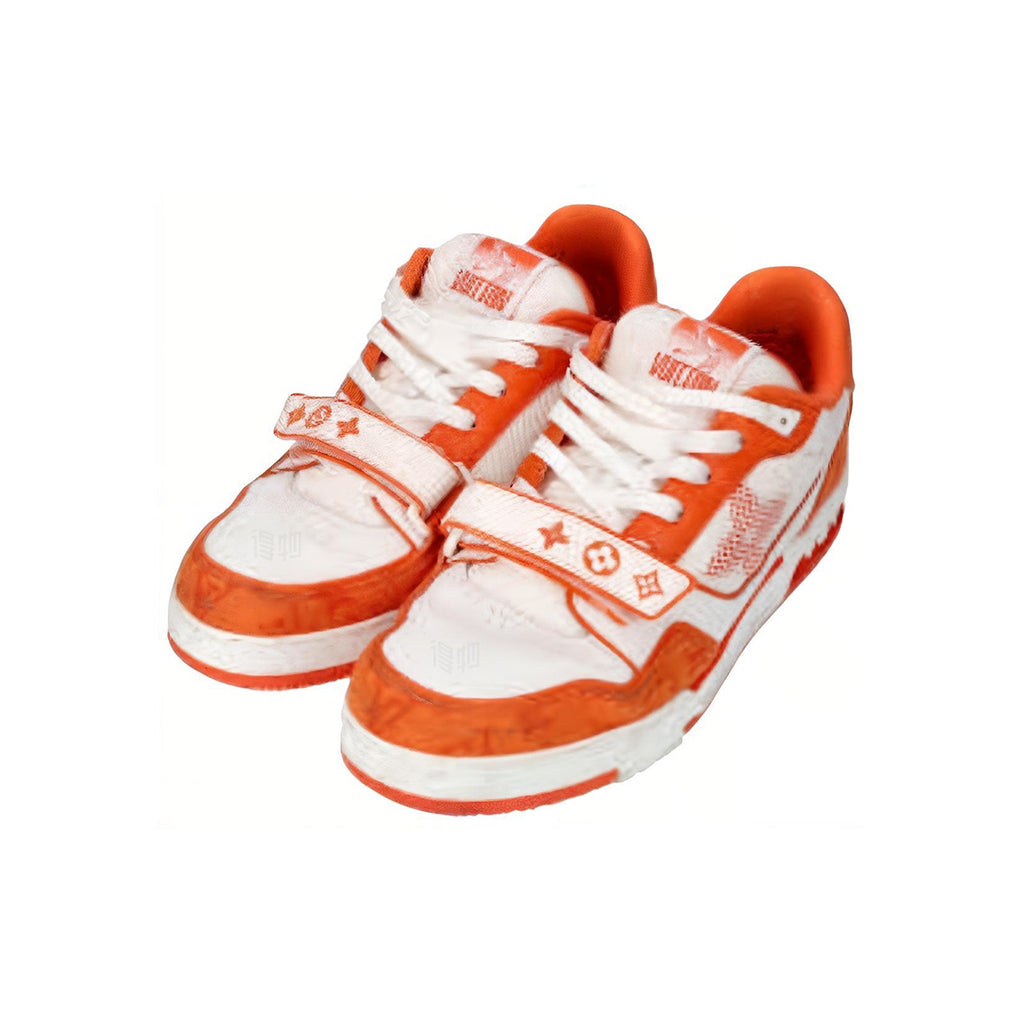Louis Vuitton Trainer #54 LV Monogram Velcro Low-Top Sneakers – Orange & White