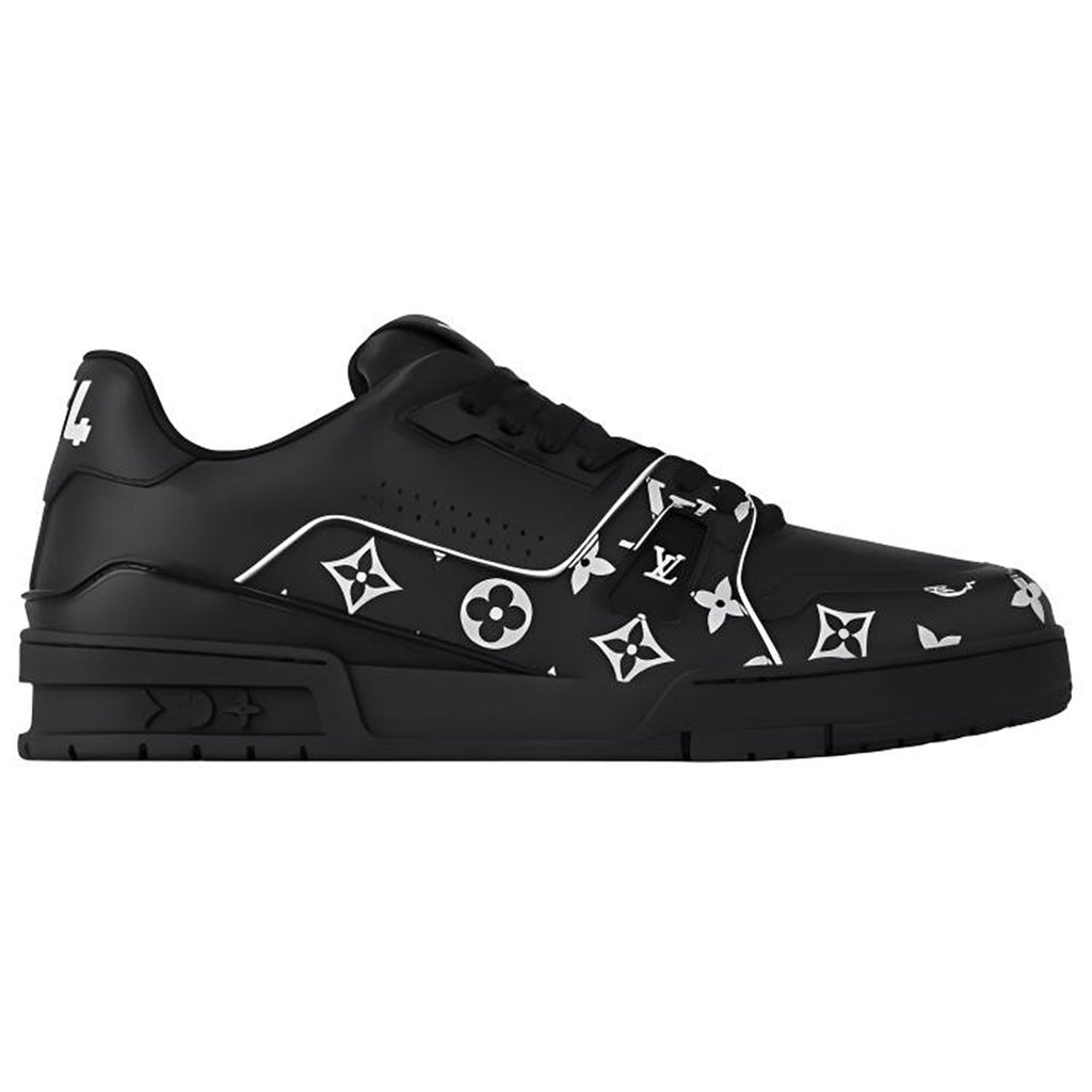 Louis Vuitton Trainer LV Monogram Print Calf Leather Low-Top Sneakers – Black & White