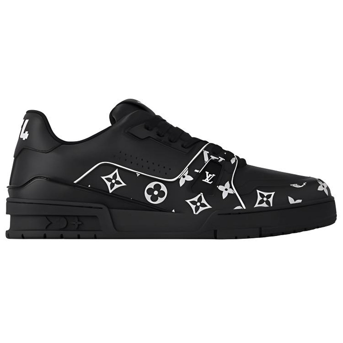 Louis Vuitton Trainer LV Monogram Print Calf Leather Low-Top Sneakers – Black & White