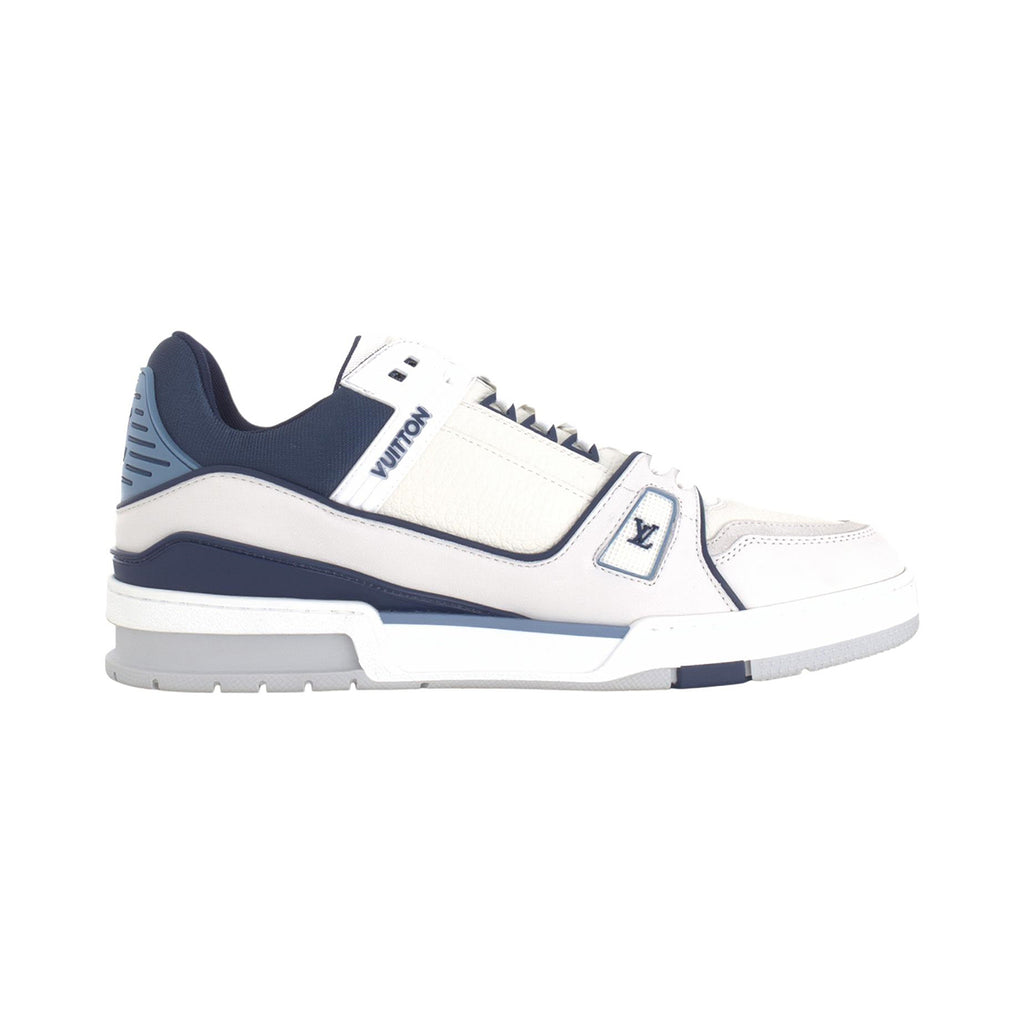 Louis Vuitton Trainer Deep Navy Blue & White Smooth Leather Three-Tone Low-Top Sneakers – Navy, White & Grey