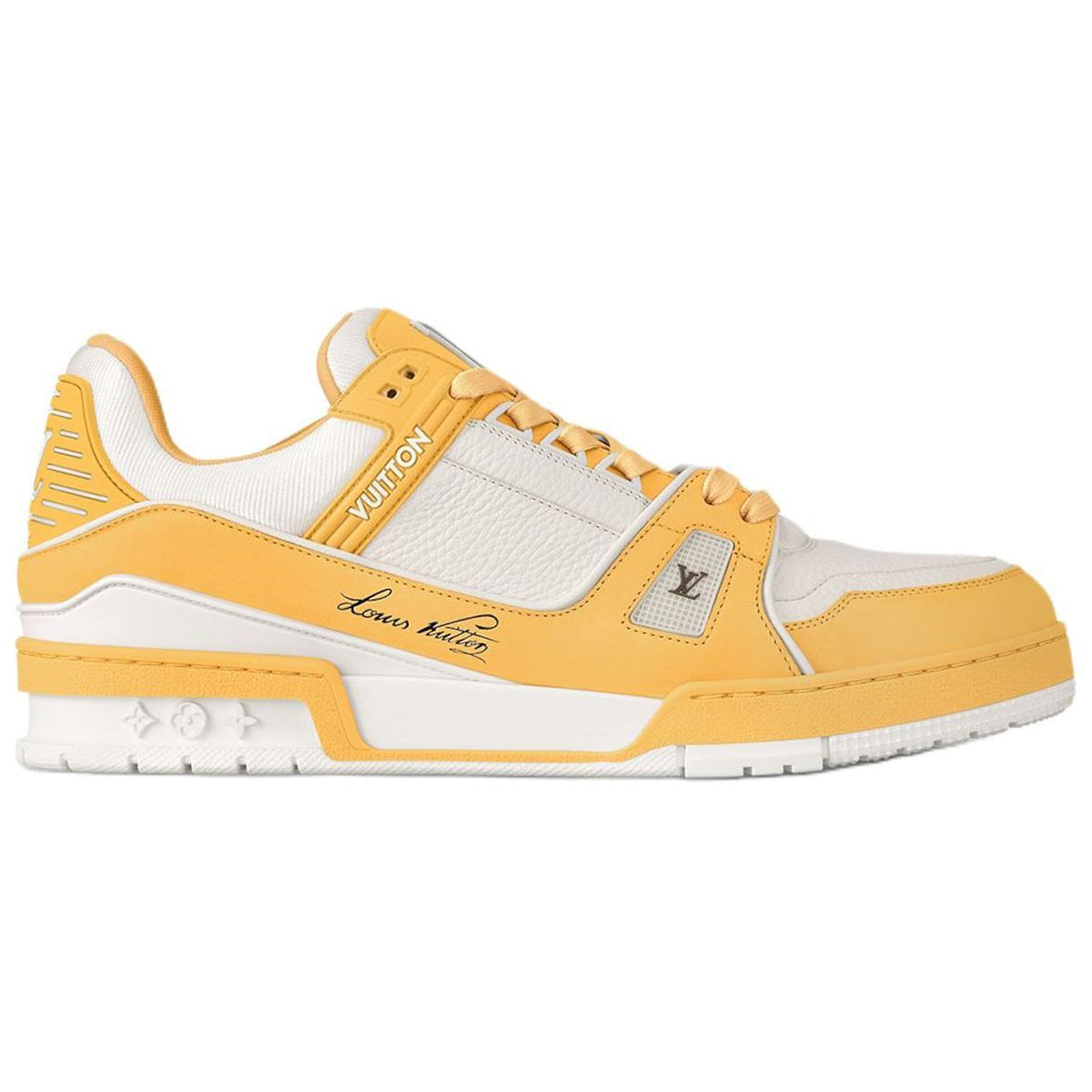 Louis Vuitton Trainer Grained Calf Leather Low-Top Sneakers – Yellow & White