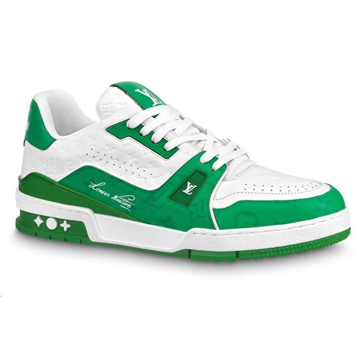 Louis Vuitton Trainer Leather Low-Top Sneakers – Vivid Green & White
