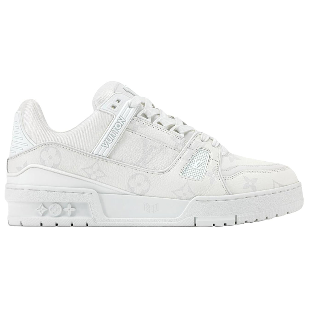 Louis Vuitton Trainer Monogram Denim Canvas & Calf Leather Low-Top Sneakers – Triple White
