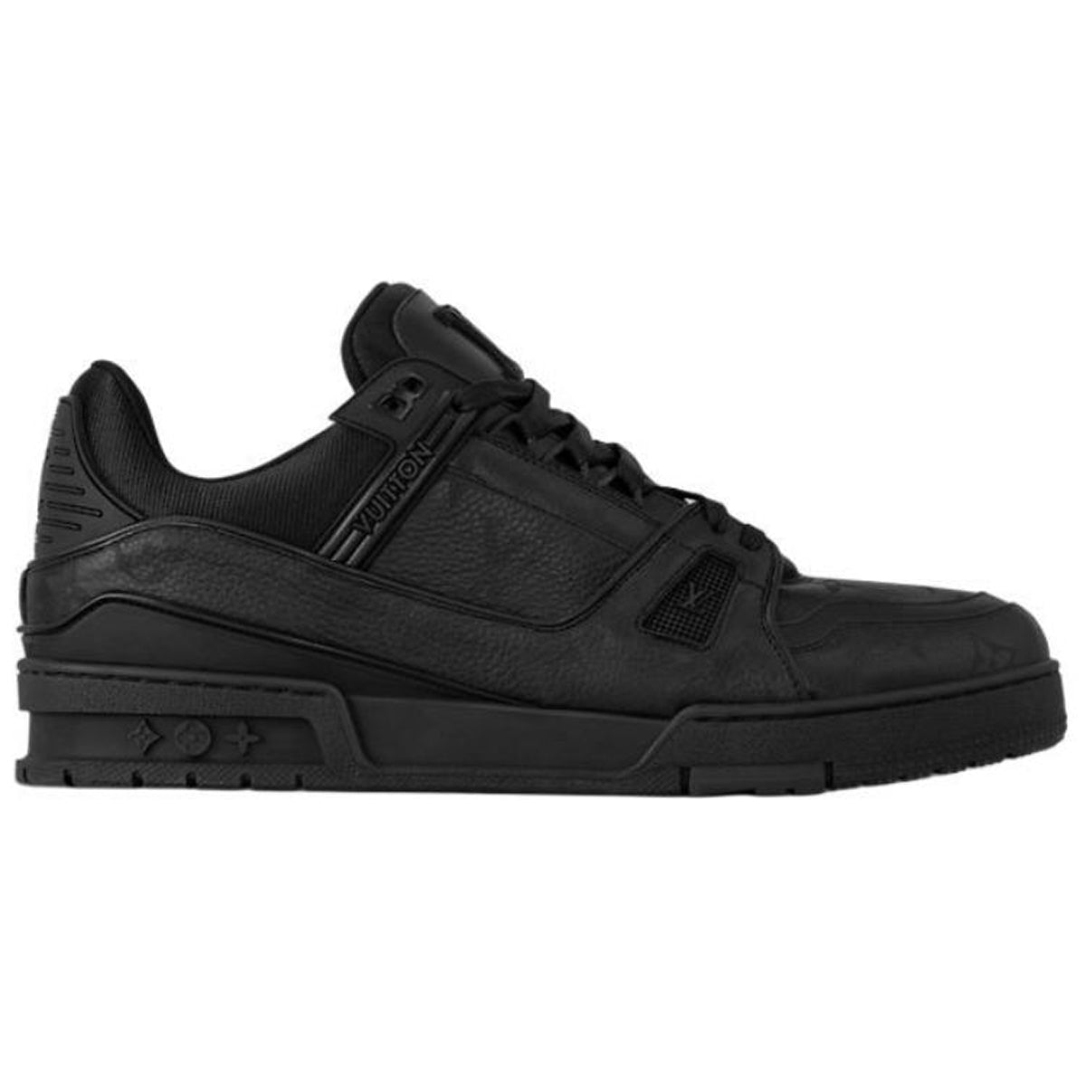 Louis Vuitton Trainer Maxi 2025 Spring/Summer Oversized Grained Calf Leather Low-Top Sneakers – Triple Black