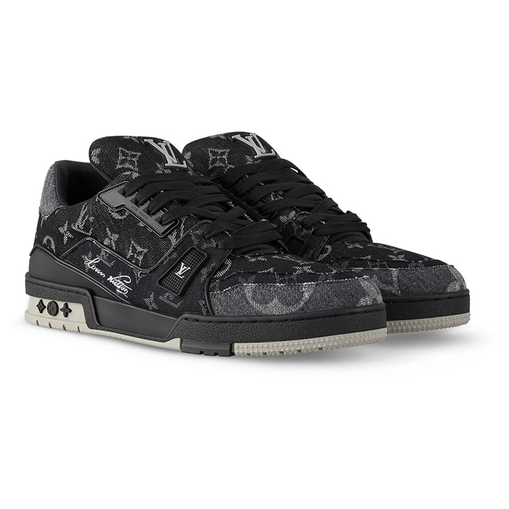 Louis Vuitton Trainer Denim Lace-Up Low-Top Sneakers – Black