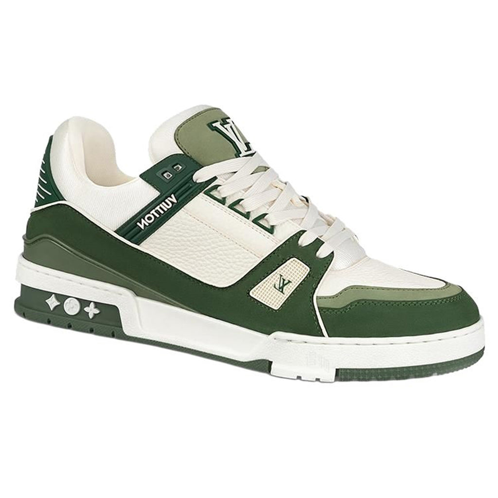 Louis Vuitton Trainer Lace-Up Low-Top Sneakers – Green & White