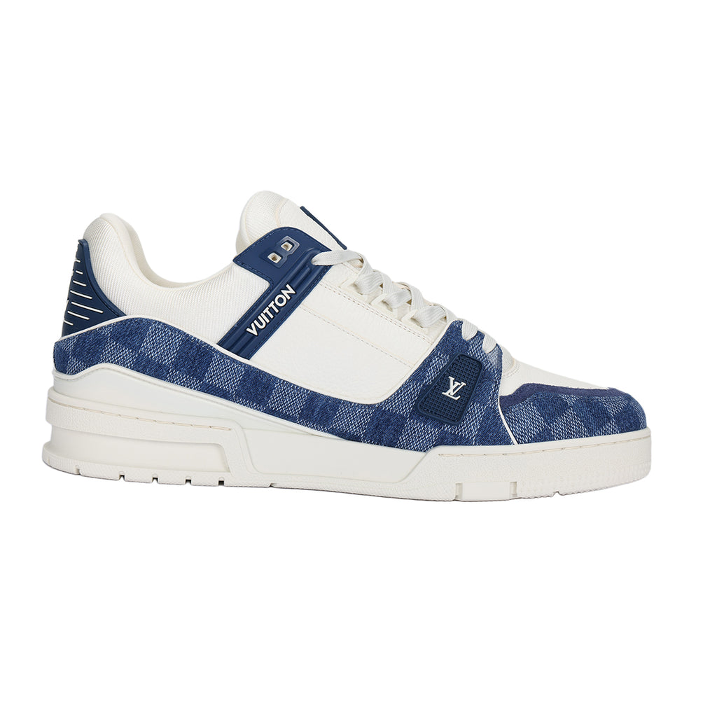 Louis Vuitton Trainer Lace-Up Low-Top Sneakers – White & Blue