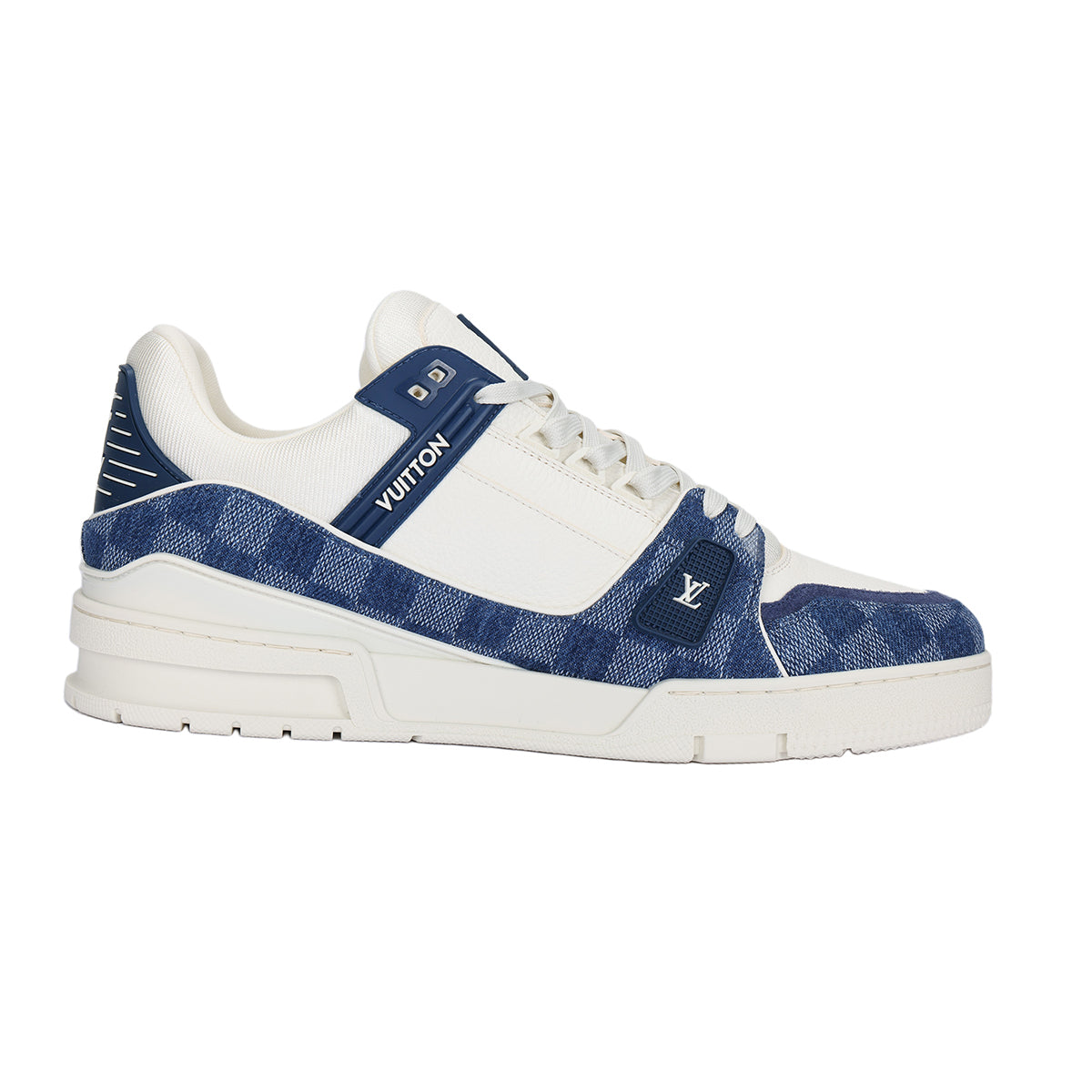 Louis Vuitton Trainer Lace-Up Low-Top Sneakers – White & Blue