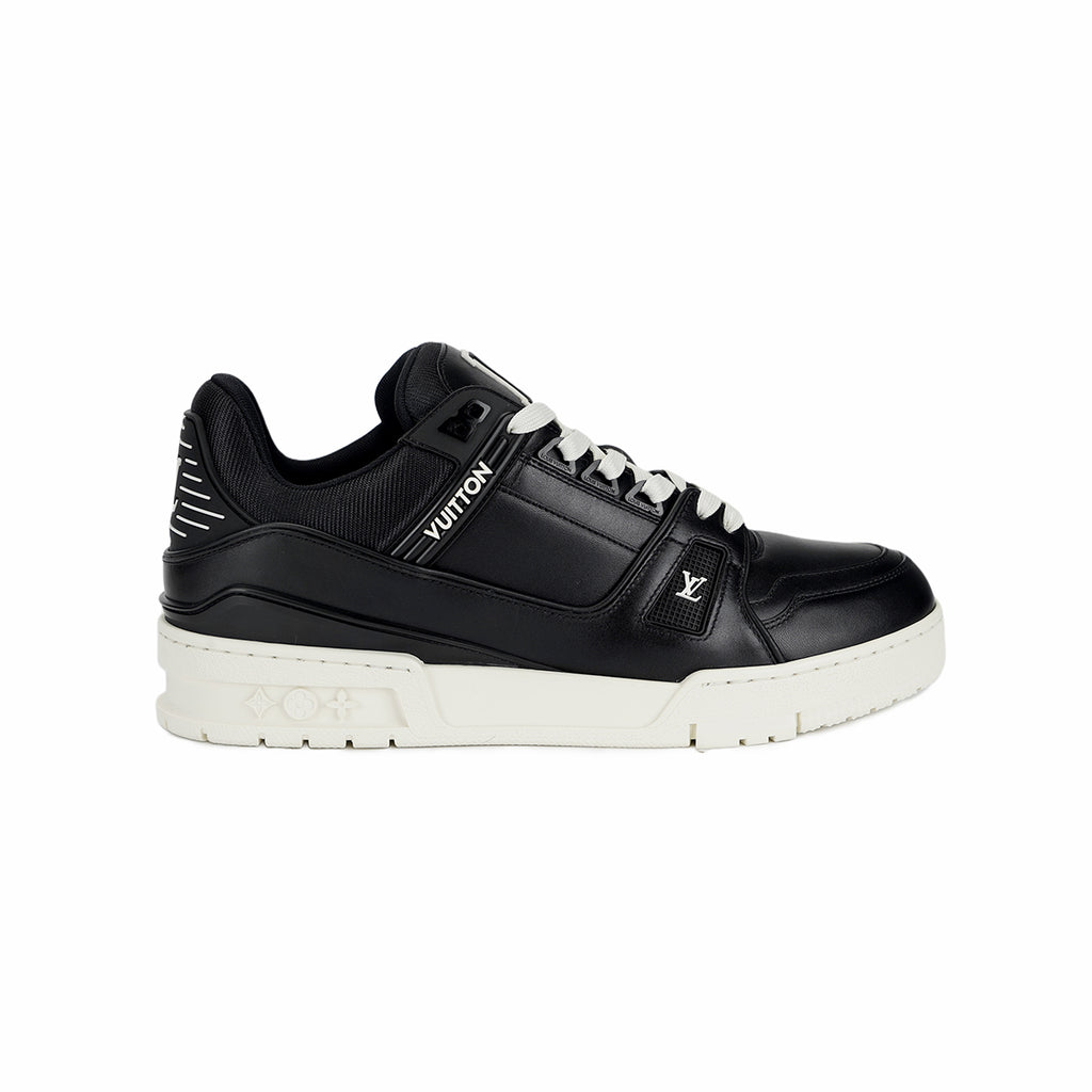 Louis Vuitton Trainer Embossed Letter Leather Low-Top Sneakers – Black & White