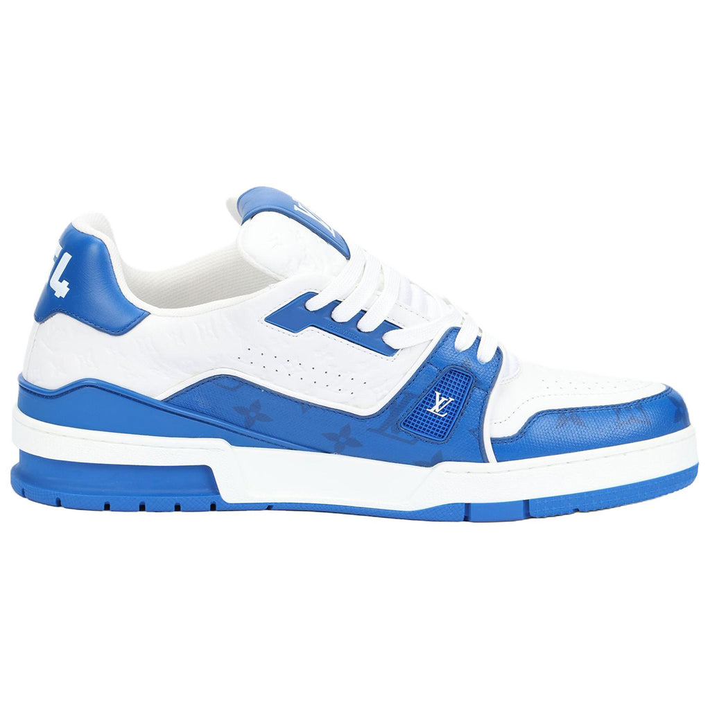 Louis Vuitton Trainer Damier Mesh & Calf Leather Low-Top Sneakers – Royal Blue & White