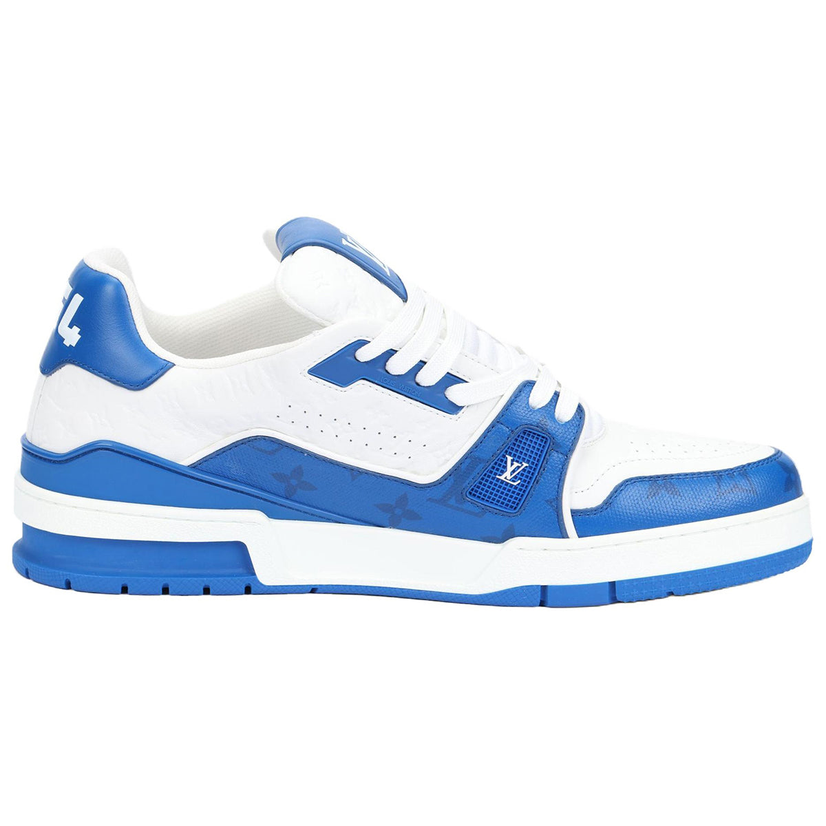 Louis Vuitton Trainer Damier Mesh & Calf Leather Low-Top Sneakers – Royal Blue & White