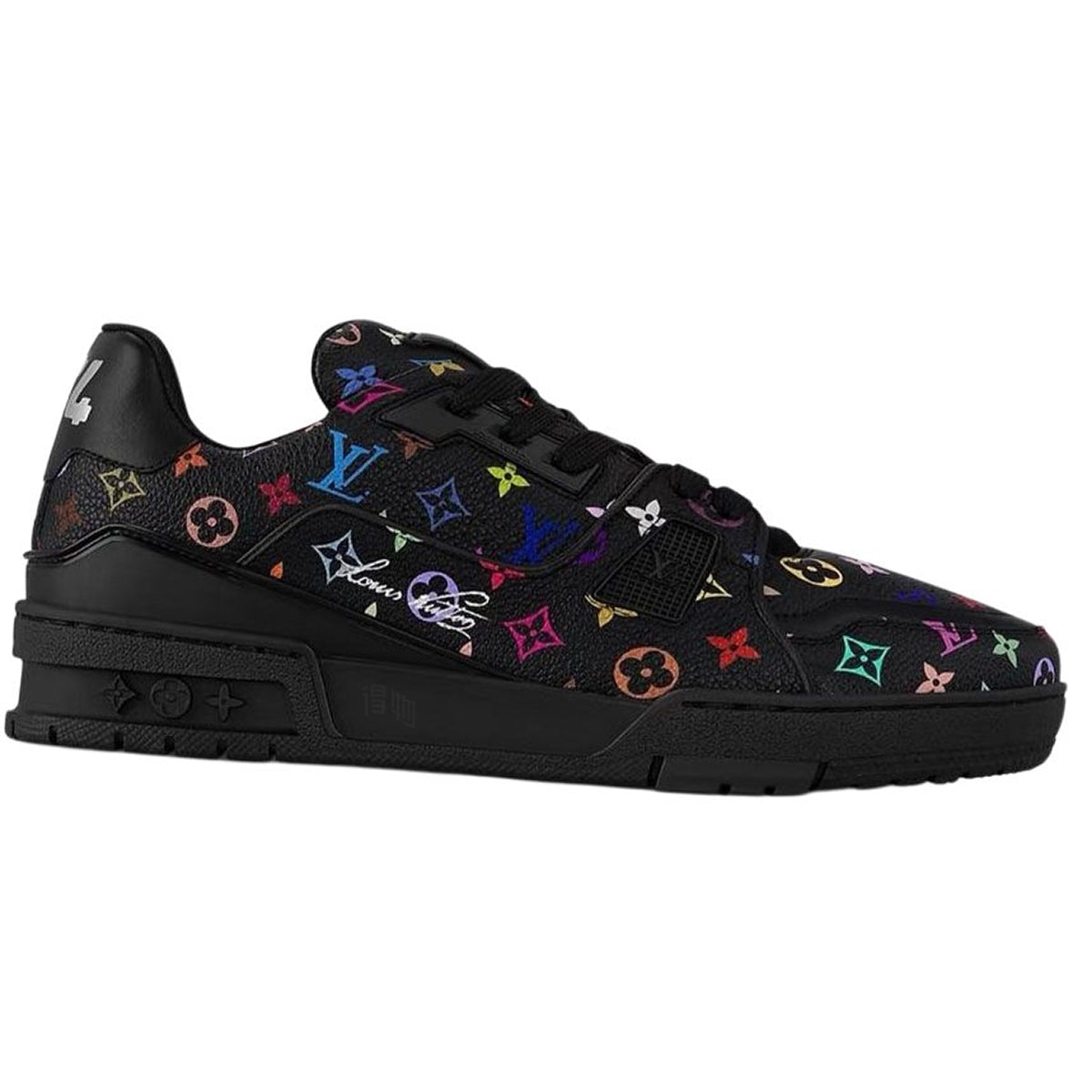 Louis Vuitton × Takashi Murakami Trainer Multicolor Monogram Grained Calf Leather Low-Top Sneakers – Black
