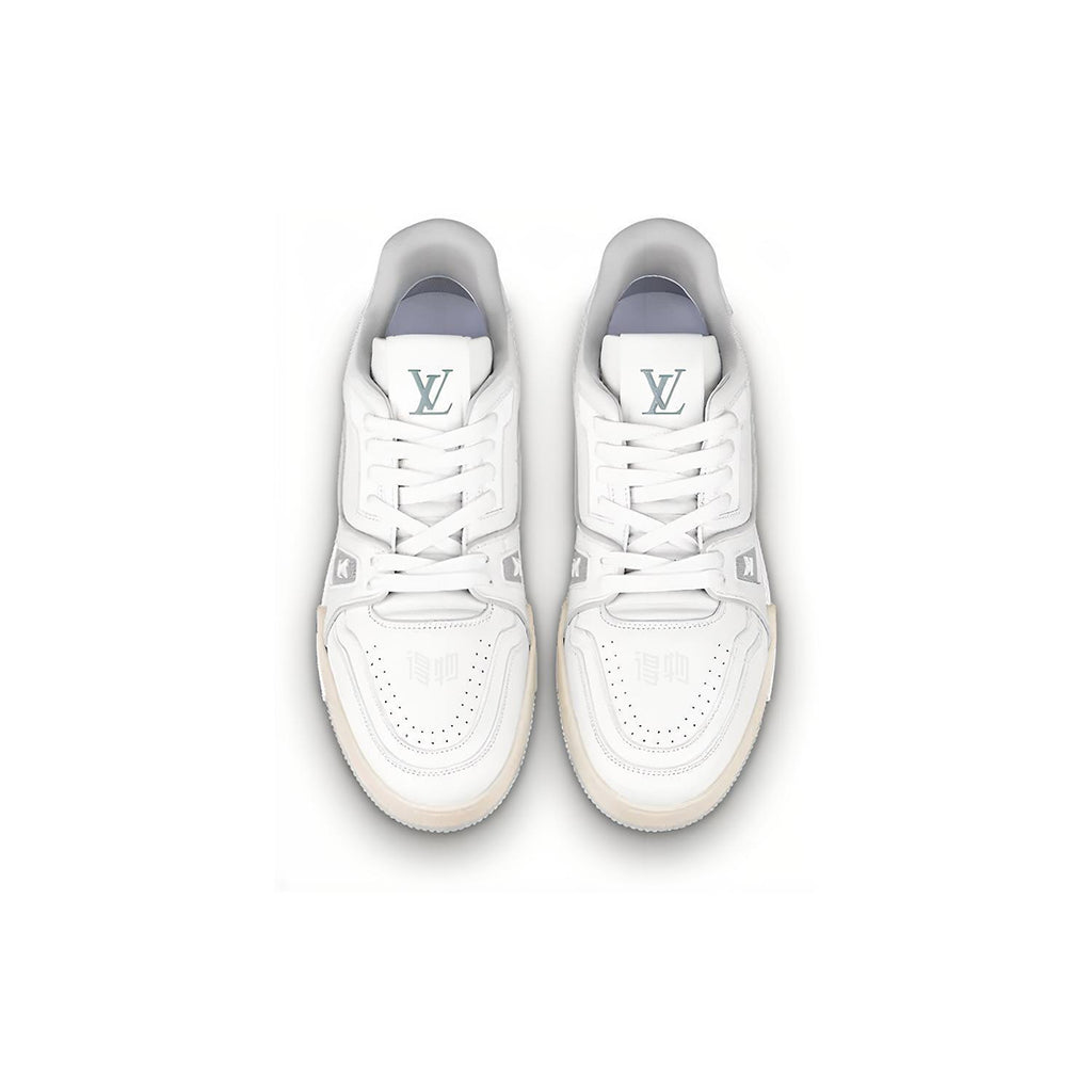 Louis Vuitton Trainer Calf Leather Low-Top Sneakers – White & Cement Grey
