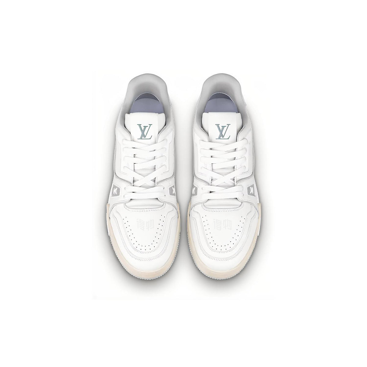 Louis Vuitton Trainer Calf Leather Low-Top Sneakers – White & Cement Grey