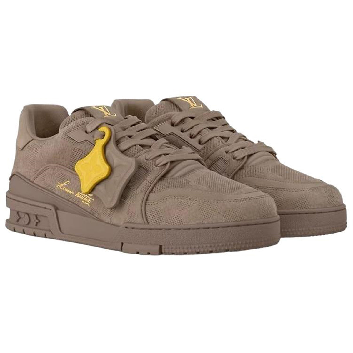Louis Vuitton × Nigo LV² Trainer Monogram Embossed Canvas Low-Top Sneakers – Tonal Mocha & Yellow