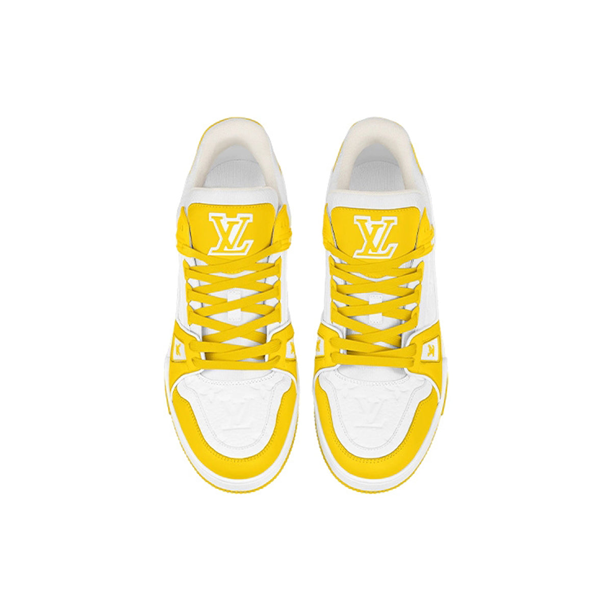 Louis Vuitton Trainer Calf Leather Low-Top Sneakers – White & Lemon Yellow