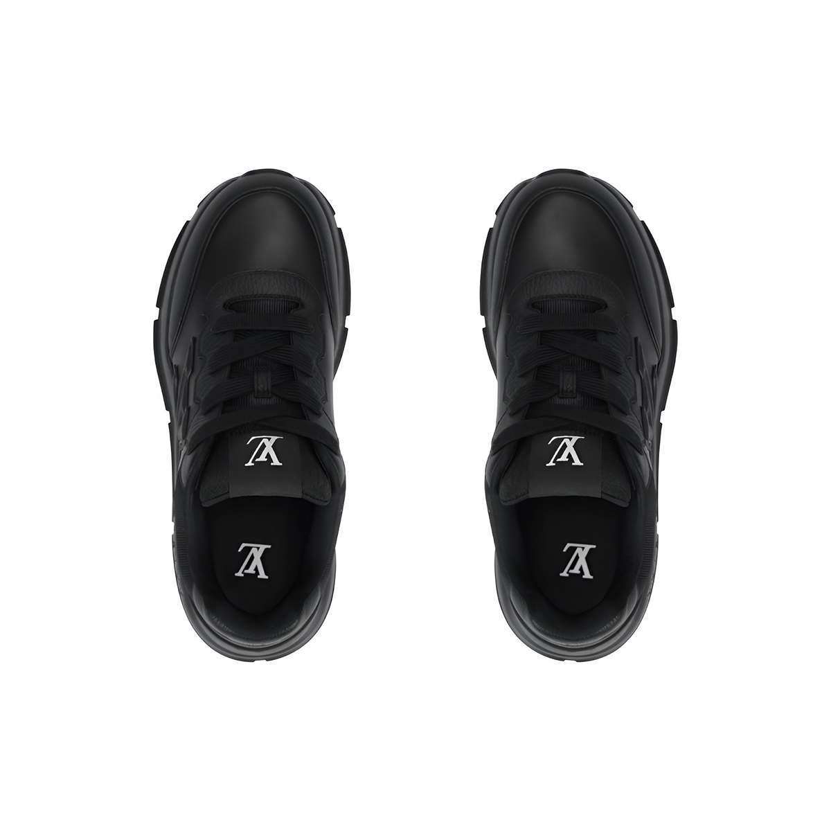 Louis Vuitton LV Runner FW25 Triple Black Tonal All-Black Smooth Leather Tonal LV Logo Athletic Low-Top Sneakers – All Black