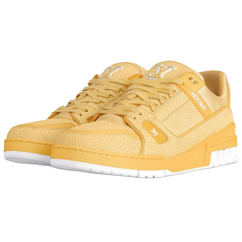 Louis Vuitton Trainer Grained Calf Leather Low-Top Sneakers – Yellow