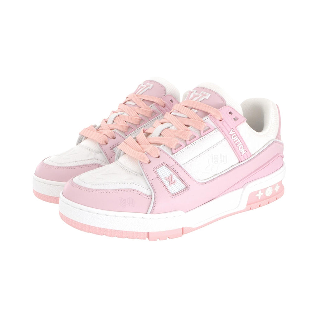 Louis Vuitton Trainer Leather Lace-Up Low-Top Sneakers – Rose Pink & White