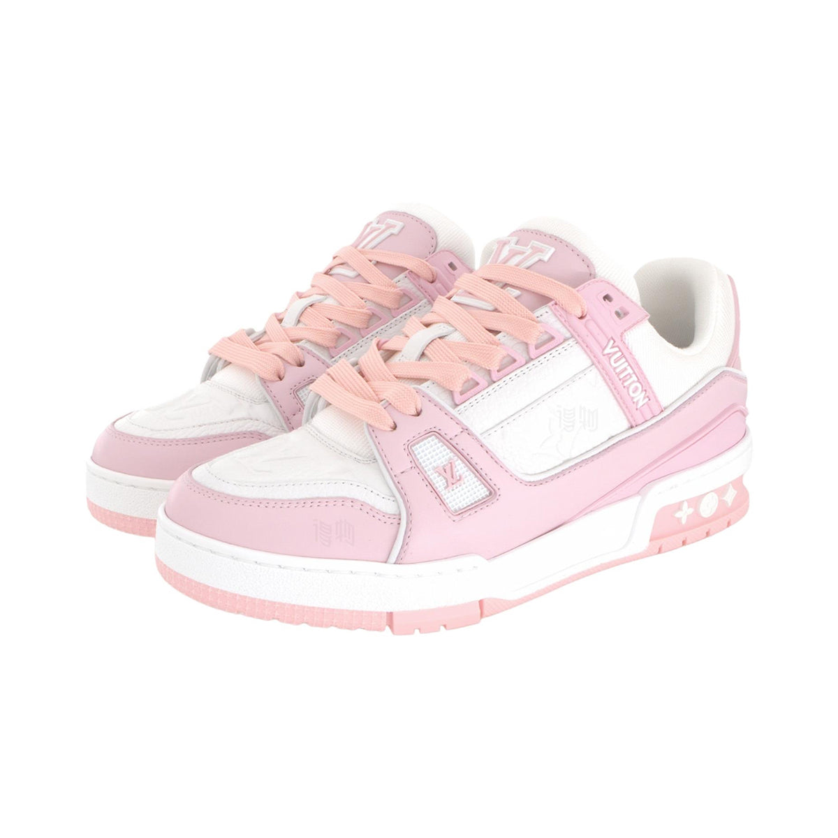 Louis Vuitton Trainer Leather Lace-Up Low-Top Sneakers – Rose Pink & White