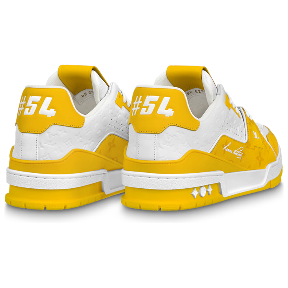Louis Vuitton Trainer LV Monogram Embossed Leather Low-Top Sneakers – White & Saffron Yellow