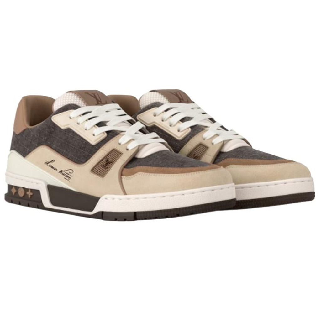 Louis Vuitton Trainer Platform LV Monogram Canvas & Multi-Tone Brown Leather Thick-Sole Low-Top Sneakers – Brown & Cream