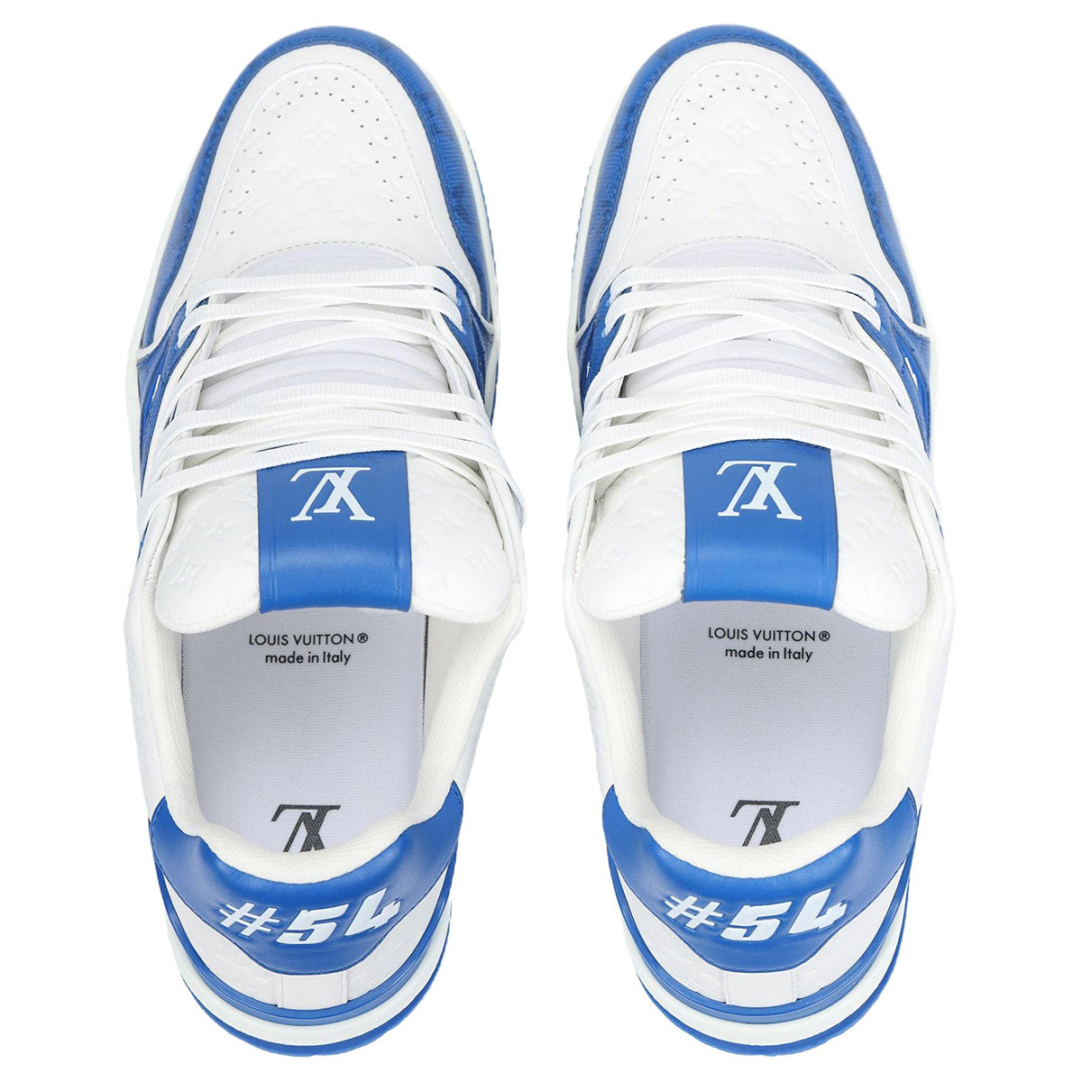 Louis Vuitton Trainer Damier Mesh & Calf Leather Low-Top Sneakers – Royal Blue & White