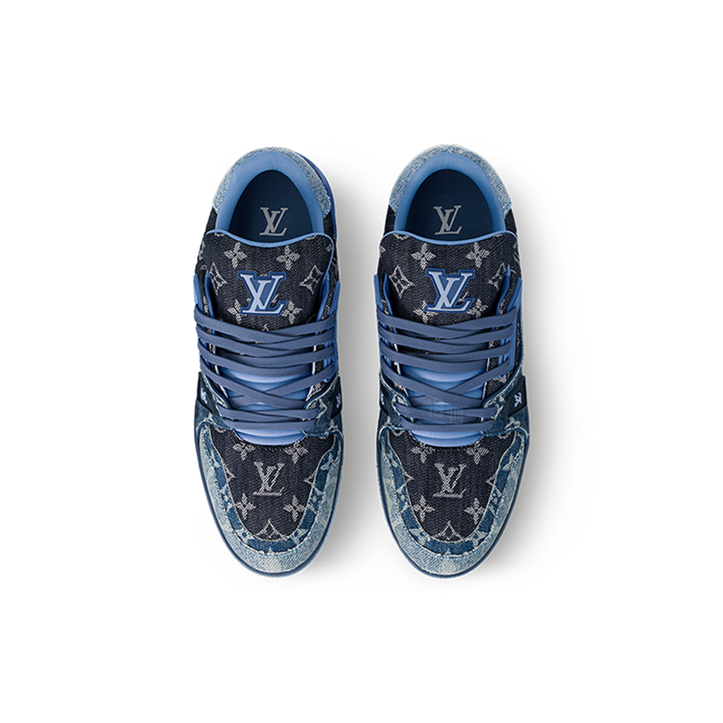 Louis Vuitton Trainer Monogram Denim Patchwork Low-Top Sneakers – Blue